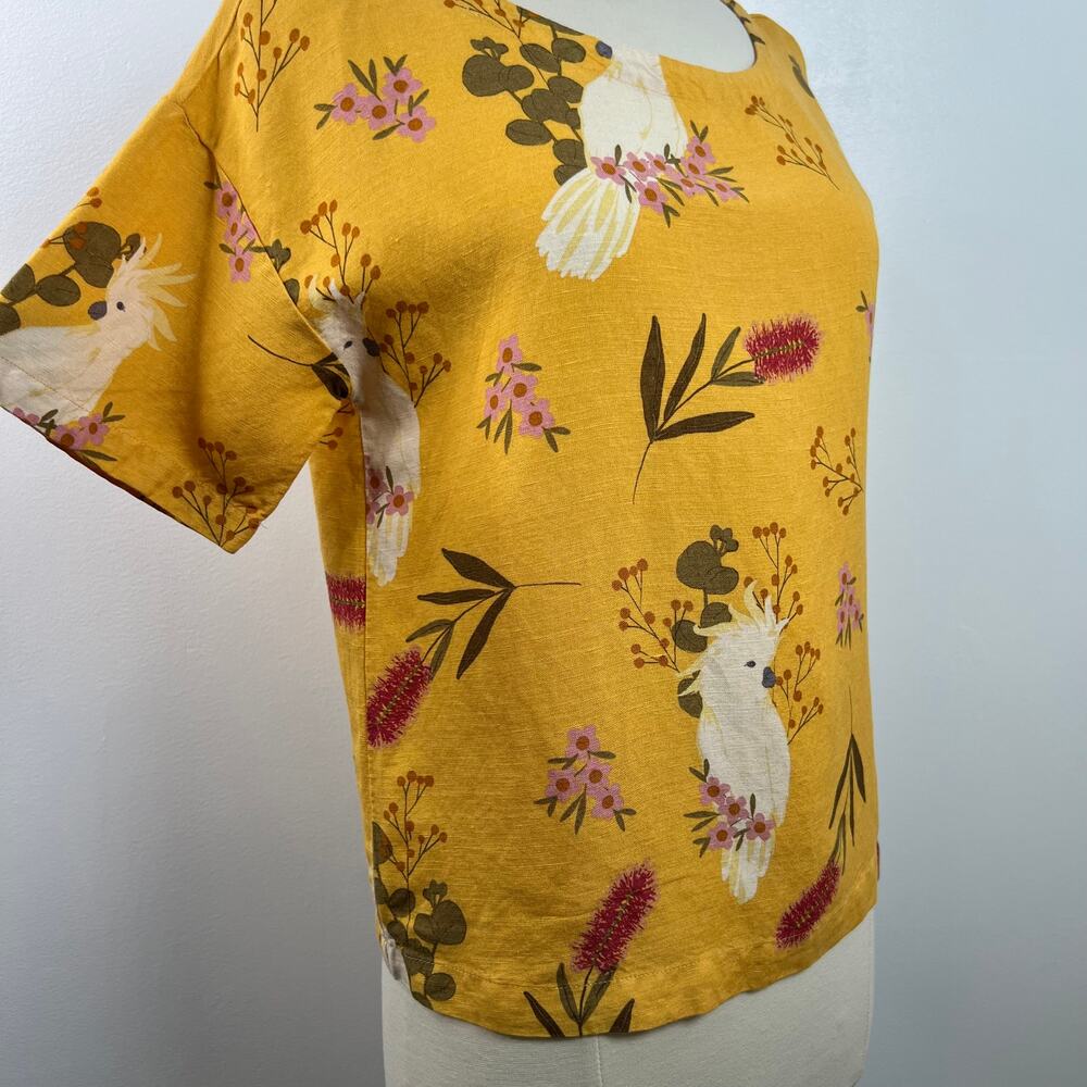 Princess Highway Womens Top Parrot Floral Novelty Print Boxy Short Sleeve Size 6 - Picture 5 of 14